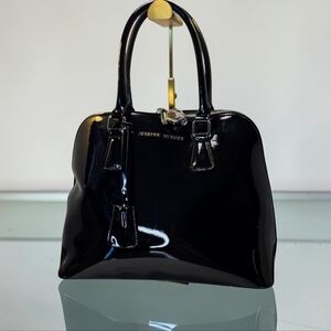 Black Patent Leather Alma Style Satchel by Adrienne Vittadini